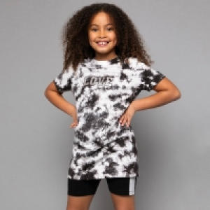 Threadgirls Girls Black Tie Dye Saffron Longline T Shirt