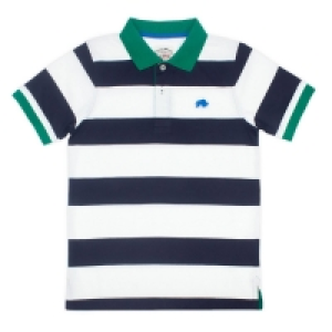 Debenhams Raging Bull Hooped Polo - White/Navy