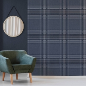 Debenhams Superfresco Navy Rhea Plaid Checkered Wallpaper