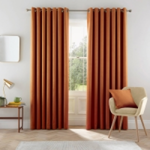 Helena Springfield Orange Polyester Eden Lined Curtains