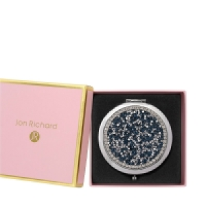 Jon Richard Silver Plated Blue Druzy Crystal Compact Mirror - Gift Boxed