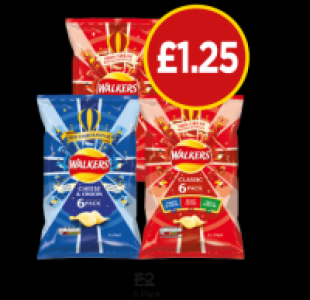 Walkers Cheese & Onion Crisps, Ready Salted Crisps, Variety  £1.25