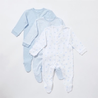 HomeBargains  Pure Baby: Baby Grow 3 Pack - Blue