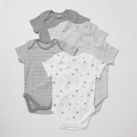 HomeBargains  Pure Baby: Body Suit 5 Pack - Grey
