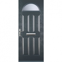 Wickes  Euramax 4 Panel 1 Arch Grey Right Hand Composite Door 880mm 