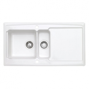 Wickes Contemporary 1.5 Bowl Ceramic Kitchen Sink - White £329.00