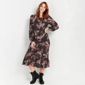 Debenhams Wallis Black Paisley Print Midi Dress