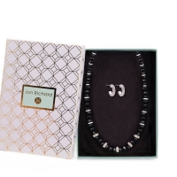 Debenhams Jon Richard Silver Plated Black Bead Crystal Allway Set - Gift Boxed