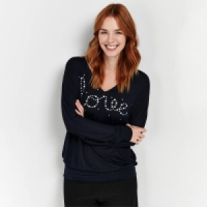 Wallis Blue Studded Love Slogan Top
