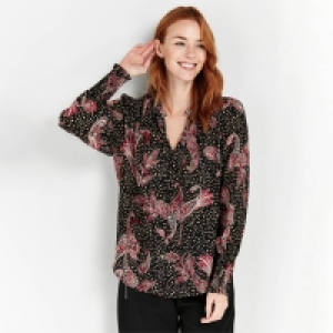 Debenhams Wallis Black Paisley Spot Print Puff Sleeves Top