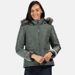 Debenhams Regatta Green Westlynn Insulated Quilted Fur Trimmed Jacket