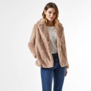 Debenhams Dorothy Perkins Brown Textured Faux Fur Coat