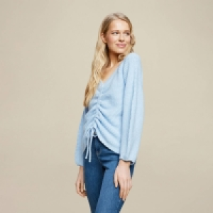 Dorothy Perkins Blue Drawcord Volume Long Sleeves Jumper