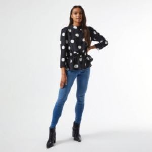 Dorothy Perkins Black Peplum Spot Print Top