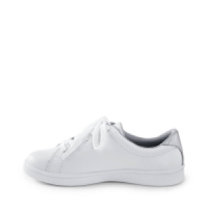 Lands End White Wide Lace-Up Trainers