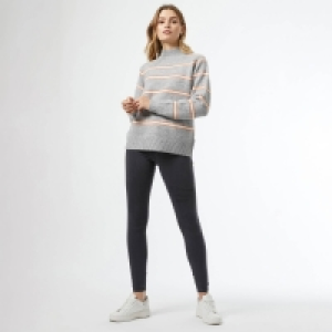 Dorothy Perkins Grey High Neck Striped Jumper