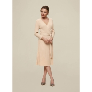 Dorothy Perkins Brown Ribbed Wrap Dress