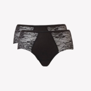 Ten Cate 2 Pack Black Lace Side Midi Knickers