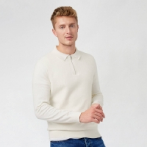 Debenhams Burton White Text Zip Polo Jumper