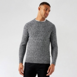 Debenhams Burton Grey Twist Fisherman Crew Jumper