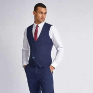Burton Navy Crosshatch Slim Fit Waistcoat