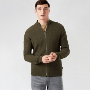 Debenhams Burton Khaki Fisherman Zip Through Jumper