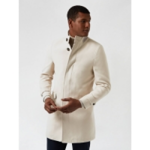 Burton Light Stone Marl Faux Wool Funnel Neck Coat