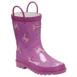 Regatta Pink Minnow Pull On Print Waterproof Wellington Boots