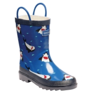 Regatta Blue Minnow Pull On Print Waterproof Wellington Boots