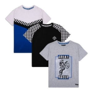 Threadboys Boys 3 Pack Assorted Colour Racer T-Shirts