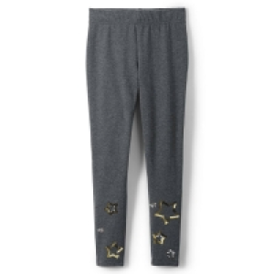 Lands End Grey Girls Iron Knees Ankle Length Graphic Jersey Leggings