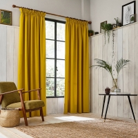 Debenhams Clarissa Hulse Mustard Cotton Chroma Lined Curtains
