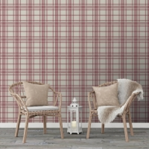 Debenhams Superfresco Easy Red Country Tartan Checkered Wallpaper