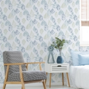 Superfresco Easy Rustic Watercolour Leaf Green Floral Wallpaper