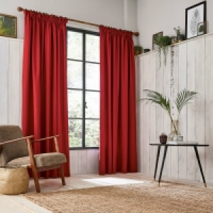 Clarissa Hulse Red Cotton Chroma Lined Curtains