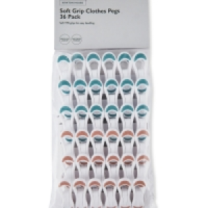 Aldi  White/Accent Soft Grip Clothes Pegs