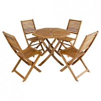 Wickes  Charles Bentley FSC Acacia Wooden 4 Seater Octagonal Dining 
