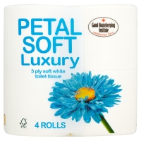 Iceland  Petal Soft Luxury 3 Ply Soft White Toilet Tissue 4 Rolls