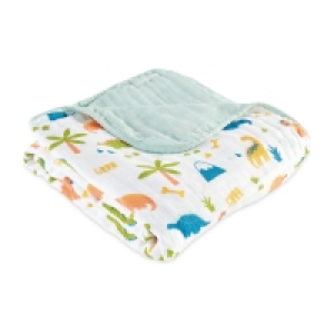 Blue Dinosaur Muslin Baby Blanket
