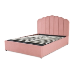 Pink Double Scalloped Ottoman Bed
