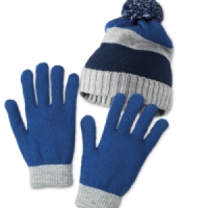 Stripe Hat/Gloves Set 7-10 Years