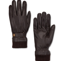 Aldi  Mens Rib Brown Leather Gloves