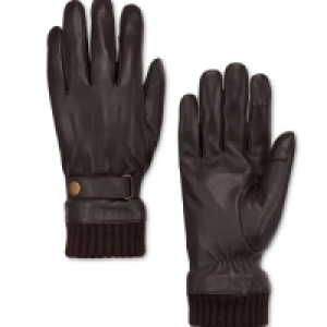 Mens Rib Brown Leather Gloves