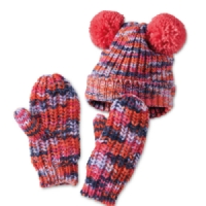 Aldi  Pink Hat & Mittens Set 3-6 Years