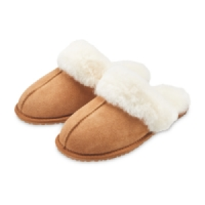 Aldi  Tan Ladies Sheepskin Slippers