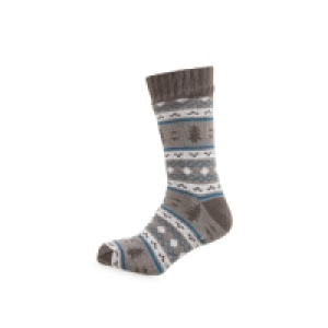 Mens Grey Fairisle Slipper Socks