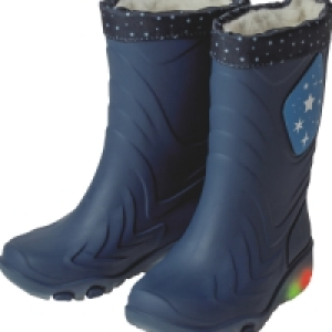 Childrens Navy Wellies With Lights