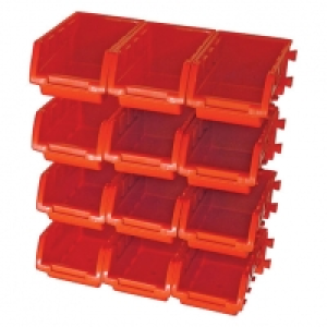 Faithfull 12 Plastic Storage Bins with Wall Mounting Rails £28.00