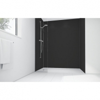 Wickes  Mermaid Black Matt Acrylic Shower Single Shower Panel 2440mm