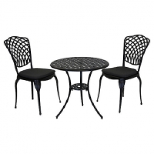 Wickes  Charles Bentley Cast Aluminium Bistro Set Grey